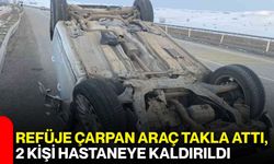 Refüje Çarpan Araç Takla Attı, 2 Kişi Hastaneye Kaldırıldı