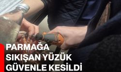 Parmağa sıkışan yüzük güvenle kesildi
