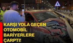 Karşı yola geçen otomobil bariyerlere çarptı!