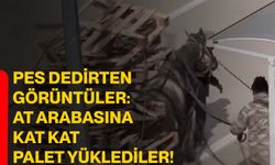 Pes dedirten görüntüler: At arabasına kat kat palet yüklediler!