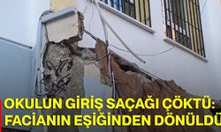 Okulun giriş saçağı çöktü: Facianın eşiğinden dönüldü