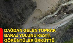 Dağdan Gelen Toprak Baraj Yolunu Kesti, Görüntüler Ürküttü