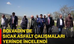 Bolvadin’de sıcak asfalt çalışmaları yerinde incelendi