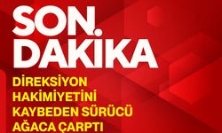 Direksiyon hakimiyetini kaybeden sürücü ağaca çarptı