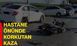 Hastane önünde korkutan kaza