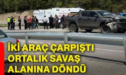 İki araç çarpıştı, ortalık savaş alanına döndü