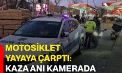 Motosiklet yayaya çarptı: Kaza anı kamerada