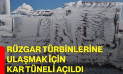 Rüzgar türbinlerine ulaşmak için kar tüneli açıldı