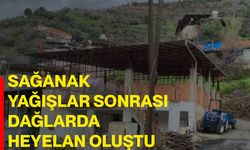 Sağanak yağışlar sonrası dağlarda heyelan oluştu