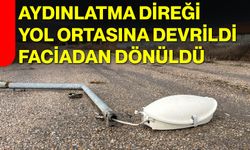 Aydınlatma Direği Yol Ortasına Devrildi, Faciadan Dönüldü