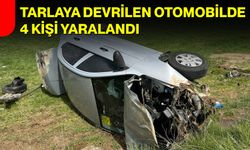 Tarlaya Devrilen Otomobilde 4 Kişi Yaralandı