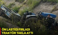 Ön lastiği fırladı , traktör takla attı