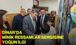 Dinar’da Minik Ressamlar Sergisine Yoğun İlgi