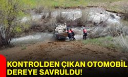 Kontrolden çıkan otomobil dereye savruldu!