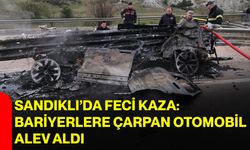 Sandıklı’da Feci Kaza: Bariyerlere Çarpan Otomobil Alev Aldı
