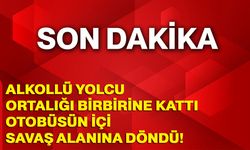 Alkollü yolcu ortalığı birbirine kattı, otobüsün içi savaş alanına döndü!