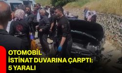 Otomobil istinat duvarına çarptı: 5 yaralı