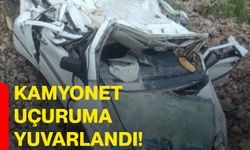 Kamyonet uçuruma yuvarlandı!