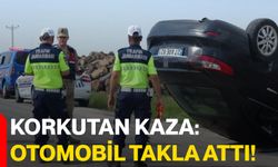 Korkutan kaza: Otomobil takla attı!