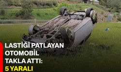 Lastiği patlayan otomobil takla attı: 5 yaralı