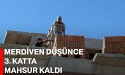 Merdiven düşünce 3. katta mahsur kaldı