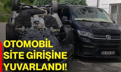 Otomobil site girişine yuvarlandı!