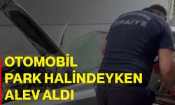 Otomobil park halindeyken alev aldı