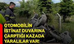 Otomobilin istinat duvarına çarptığı kazada yaralılar var!