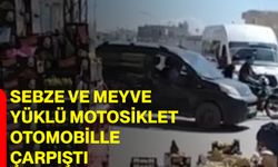 Sebze ve Meyve Yüklü Motosiklet Otomobille Çarpıştı