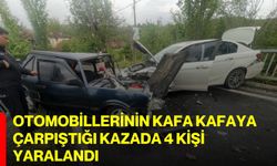 Otomobillerinin kafa kafaya çarpıştığı kazada 4 kişi yaralandı
