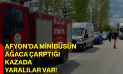 Afyon’da minibüsün ağaca çarptığı kazada yaralılar var!