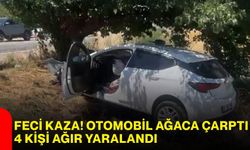 Feci kaza! Otomobil ağaca çarptı, 4 kişi ağır yaralandı