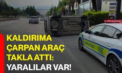 Kaldırıma çarpan araç takla attı: Yaralılar var!