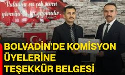 Bolvadin'de Komisyon Üyelerine teşekkür belgesi