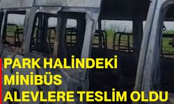 Park halindeki minibüs alevlere teslim oldu