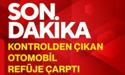 Kontrolden çıkan otomobil refüje çarptı