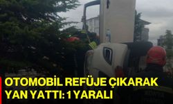 Otomobil refüje çıkarak yan yattı: 1 yaralı
