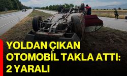 Yoldan çıkan otomobil takla attı: 2 yaralı