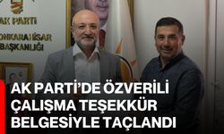AK Parti’de özverili çalışma teşekkür belgesiyle taçlandı