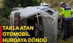 Takla atan otomobil hurdaya döndü