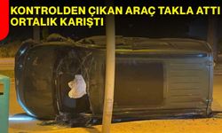 Kontrolden çıkan araç takla attı, ortalık karıştı
