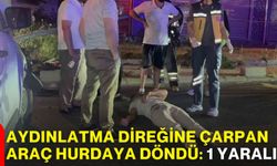Aydınlatma direğine çarpan araç hurdaya döndü: 1 yaralı