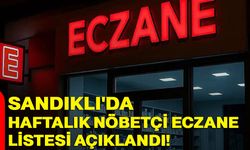 Sandıklı'da haftalık nöbetçi eczane listesi açıklandı!