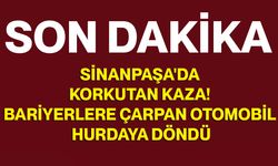 Sinanpaşa'da korkutan kaza! Bariyerlere çarpan otomobil hurdaya döndü: 6 yaralı