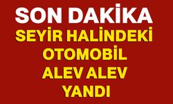 Seyir halindeki otomobil alev alev yandı