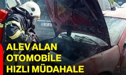 Alev alan otomobile hızlı müdahale