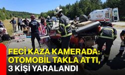 Feci kaza kamerada: Otomobil takla attı, 3 kişi yaralandı