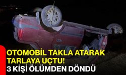 Otomobil takla atarak tarlaya uçtu! 3 kişi ölümden döndü