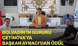 Bolvadin’in Gururu Çetinova’ya Başkan Aynacı’dan ödül