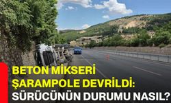 Beton mikseri şarampole devrildi: sürücünün durumu nasıl?